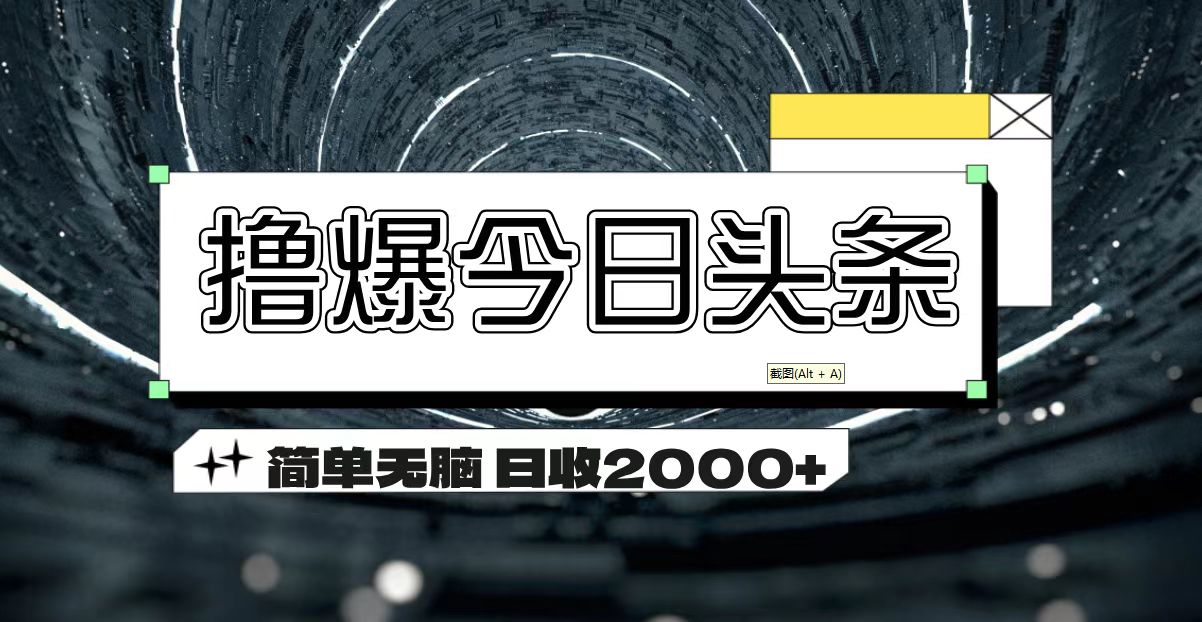 撸爆今日头条 简单无脑操作 日收2000+-点藏周边