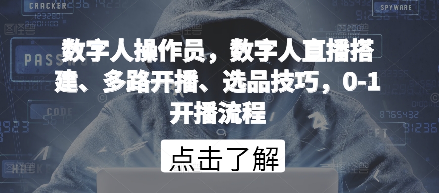 数字人操作员，数字人直播搭建、多路开播、选品技巧，0-1开播流程-点藏周边