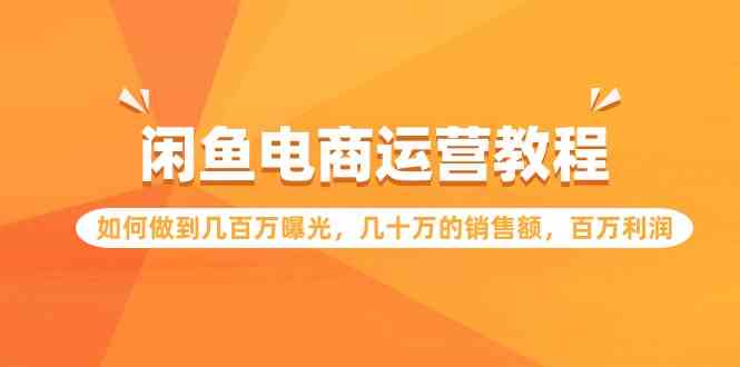 （9560期）闲鱼电商运营教程：如何做到几百万曝光，几十万的销售额，百万利润.-点藏周边