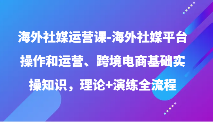 海外社媒运营课-海外社媒平台操作和运营、跨境电商基础实操知识，理论+演练全流程-点藏周边