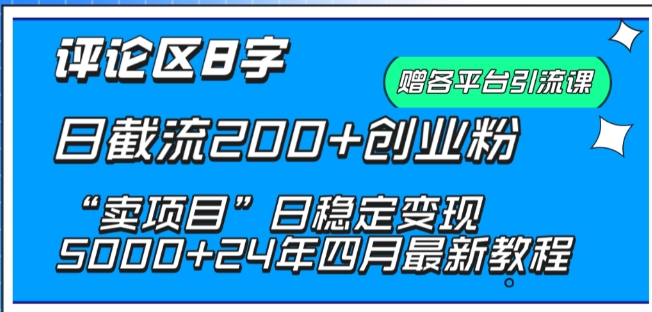 抖音评论区8字日截流200+创业粉 “卖项目”日稳定变现5000+-点藏周边