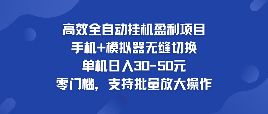 高效全自动挂机盈利项目 手机+模拟器无缝切换 单机日入30-50元-点藏周边